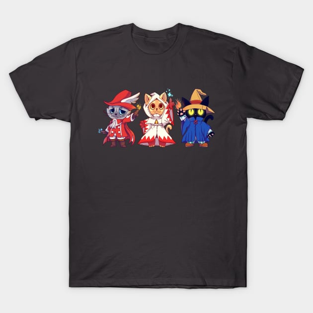 Red White Black Cat Mages T-Shirt by TechraNova